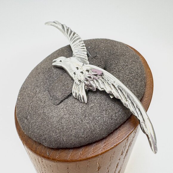 VTG Sterling Silver 925 Flying Seagull Textured Brooch Size 2.5" Length - Picture 3 of 14